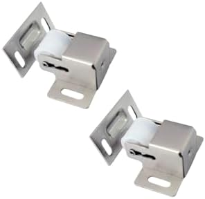 Heavy Duty Large Jumbo Roller Catch Latch for Closet Doors and Cabinets, Matte Nickel, Made in Taiwan, 2 Pack