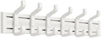 Wall Mounted Coat Hook Rack, 6 Adjustable Sliding Hooks Premium Aluminum Wall Hanger, 2 Mounting Options Self Adhesive & Drilling for Bathroom Bedroom Entryway (Off-White)