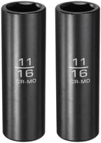 2Pcs 1/2" Drive 11/16 Inch 6 Point Deep Impact Socket 78mm Length