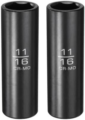 2Pcs 1/2" Drive 11/16 Inch 6 Point Deep Impact Socket 78mm Length