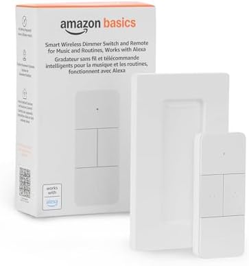Amazon Basics Smart Dimmer Switch and Remote for Music and Routines, Works with Alexa Only, Compatible Echo Devices Required, Easy Setup, No Wiring Required, Handheld