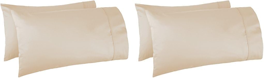 Amazon Basics 400 Thread Count 100% Cotton Pillow Cases, Soft, Wrinkle Resistant, Sateen Weave, Standard Size, 30" x 20", Dark Gray, Set of 2