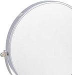 Amazon Basics Wall Mount Round Vanity Mirror with 360° Rotation, Double Sided, 1X/5X Magnification, Adjustable, 12.8"L x 10"W, Chrome