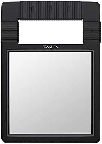 TASALON Unbreakable Handheld Mirror with Silicone Handle, Black