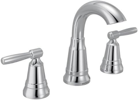 Moen Halle Chrome Widespread Traditional Bathroom Faucet with Drain Assembly for 3-Hole Applications, 84972C