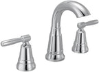 Moen Halle Chrome Widespread Traditional Bathroom Faucet with Drain Assembly for 3-Hole Applications, 84972C