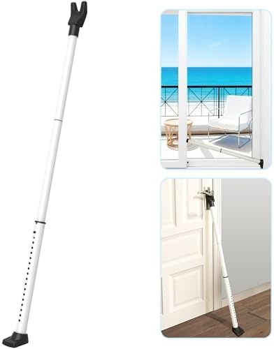 Upgraded Door Security Bar & Sliding Door Lock Bar,Door Stoppers,Adjustable Heavy Duty Door Jammer for Apartment,Home(1 Pack,White)