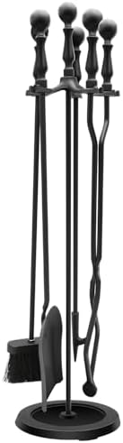 Heavy Duty Cast Iron Fireplace & Fire Pit Tools Set, 5-Piece