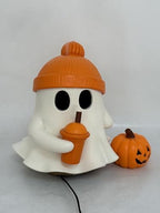 Statue Cute Ghost Halloween Humidifier, USB Powered Portable Mini Cool Mist Humidifier with Pumpkin Decor, Small Air Humidifier for Bedroom, Desk, Office, Halloween Party Decorations