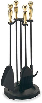 Pilgrim Home and Hearth Pigrim 5 Pc Wood Stove Tool Set Polished Brass Ball Handles