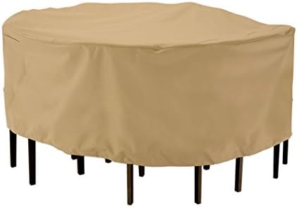 Classic Accessories Terrazzo Water-Resistant 69 Inch Round Patio Table & Chair Set Cover, Outdoor Table Cover