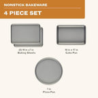 Farberware Bakeware Steel Nonstick Toaster Oven Pan Set, 4-Piece Baking Set, Gray