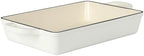 Crock-Pot Artisan 13" Enameled Cast Iron Lasagna Pan – Matte Linen White, Durable Oven Safe Bakeware