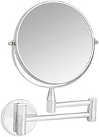 Amazon Basics Wall Mount Round Vanity Mirror with 360° Rotation, Double Sided, 1X/5X Magnification, Adjustable, 12.8"L x 10"W, Chrome
