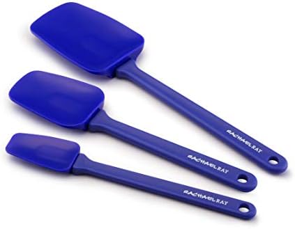 Rachael Ray Tools and Gadgets Solid Spoonulas / Scraping Cooking Utensil Set - 9-1/2-Inch, 10-Inch, and 12-1/2, Blue