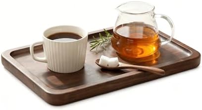 Solid Walnut Small Serving Tray - 11.81" x 7.8" x 0.79" One Piece Walnut Tray 1/4‘’ deep for Coffee Table, Breakfast,Bathroom Vanity, Perfume Display,Home Decor, Natural Finish, No Glue Joints
