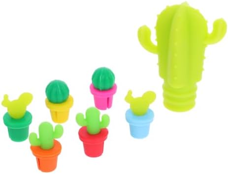 DOITOOL 7 pcs Silicone Wine Stopper Cactus Shaped Wine Bottle Stopper Cork Food Grade Beverage Closures Airtight Bar Preservation Tool for Opened Bottles Reusable Dishwasher Safe