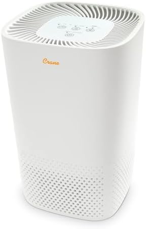 Crane Air Purifier with True HEPA Filter, UV Light, 250 Sq Feet Coverage, Timer Function, Sleep Mode, Washable Particle Filter, EE-5067