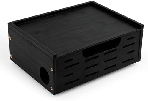 Wooden Cable Management Box - A Stylish Cable Storage Box, Suitable for Power sockets, USB Hiding, TV Cables, Desktop and Floor Cables - a Large Cable Storage Box for Management