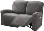 ULTICOR Reclining Love Seat Slipcover, 6-Piece Velvet Stretch Loveseat by ULTICOR