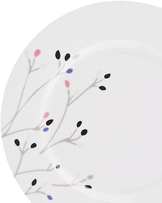 Amazon Basics 18-Piece Complete Kitchen Dinnerware Set, Microwave and Dishwasher Safe, Plates, Dishes, Bowls, Service for 6, Branches
