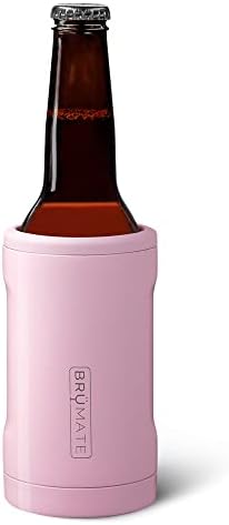 BrüMate Hopsulator Bott'l Insulated Bottle Cooler for Standard 12oz Glass Bottles | Glass Bottle Insulated Stainless Steel Drink Holder for Beer and Soda (Blush)