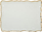 Regency Gold Porcelain Rectangular Platter with Scalloped Edges, Metallic Gold Rim, 16x11.75in, Elegant Serving Dish for Appetizers, Desserts & Buffet, Durable Dinnerware for Entertaining & Everyday