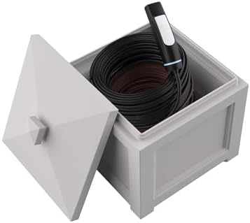 Mayne Cord Storage Bin, Outdoor Cable Management Box, White