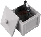 Mayne Cord Storage Bin, Outdoor Cable Management Box, White