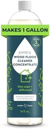 Puracy Wood Floor Cleaner Concentrate - pH Neutral Plant-Powered Hardwood All Purpose Cleaner - Residue-Free Non-Sticky Cleaning Solution As Seen on TikTok (Blue Sage & Driftwood, 16 fl oz)