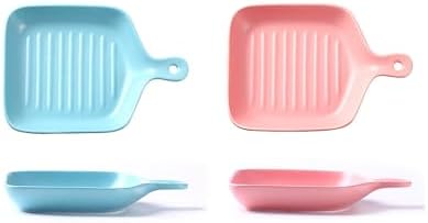Blue & Pink Ceramic Bake & Serve Set – Pastel 2-Piece Ceramic Baking Dish Set, Oven Safe Bakeware for Kitchen & Table