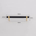 Set of 2 Solid Brass Cabinet Pulls 6.3 Inch (5 Inch Hole Centers) Gold Black Knurled Textured Cabinet Handles Brass Pulls for Dresser Door Drawer Hardware (2, Black Gold)