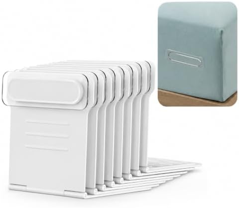 Adjustable Bed Sheet Holders, No Drill Bed Sheet Fasteners, Reusable Mattress Sheet Clips to Keep Sheets Taut & Secure, Fits Most Beds