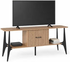 MWOOD Modern TV Stand, Fluted Media Console with Storage, Open Shelves, Oak