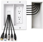 Premium in Wall TV Cable Management Kit for 65+ Inch Smart TVs with Recessed Triple Outlet Box, Wire Hider, Pass Through Plate, Low Voltage Cable Plate, Wire Concealer, Home Theater DIY