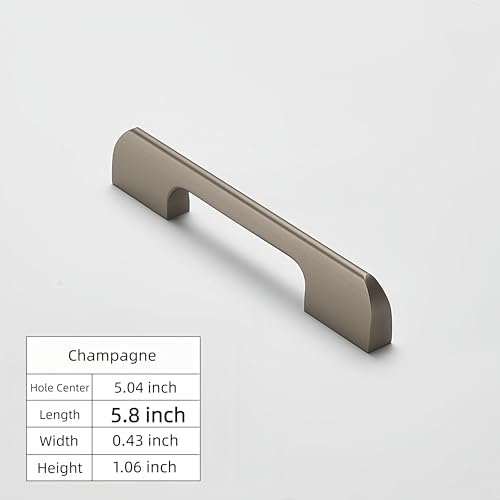 5 Pack Champagne Cabinet Handles, Long Kitchen Cabinet Pulls, Easy to Install for Cabinets, Dresser Drawers and Wardrobes (5.8 inch)