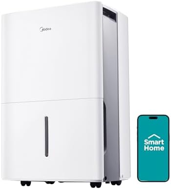 Midea 4,500 Sq. Ft.Dehumidifier for Basement, With Reusable Air Filter 50 Pint - Ideal For Basements, Large & Medium Sized Rooms, And Bathrooms (White)