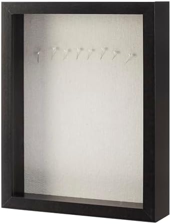 Amazon Basics 8.5" x 11" Shadow Box Wood Rectangular Frame for Display Photos, Memorabilia, Black