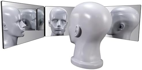 SELF FIND 3 Way Mirror for Hair Cutting, 360° Mirror for Haircuts for Men, Barber with Height Adjustable Telescoping Hooks for Makeup and Hair Styling1