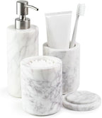 Cork & Mill Marble Bathroom Accessories Set, White Vanity Decor