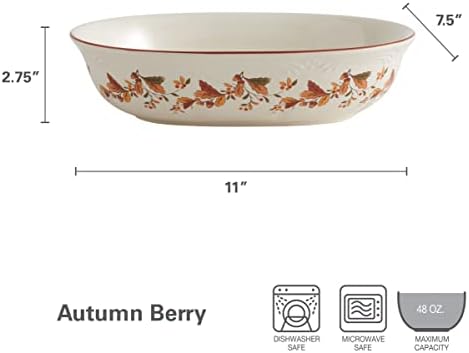 Pfaltzgraff Autumn Berry Oval Vegetable Bowl, white, 11 inches