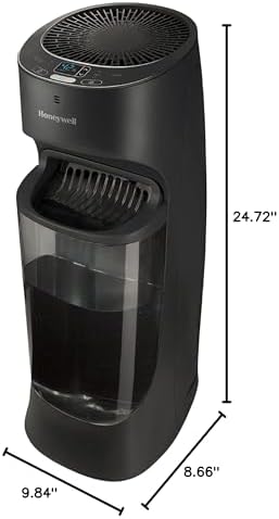 Honeywell Top Fill Tower Humidifier, Digital Humidistat, Black – Cool Mist Humidifiers for Bedroom, Home or Office with Space-Saving Tower Design
