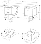 Monarch Specialties Computer Desk with Drawers - Contemporary Style - Home & Office Computer Desk with Metal Legs - 60"L (Black - Grey Top)