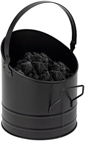 Mind Reader Fireplace Ash Bucket, 6L (1.5 gal) Capacity, Wood Stove, Fireplace Accessories, Metal, 9"L x 9"W x 10.5"H, Black