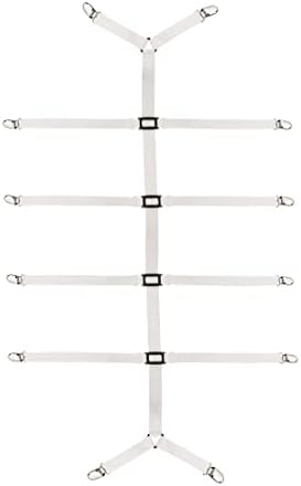 Bed Sheet Straps Adjustable, Mattress Holder,Elastic Bed Sheet Clips with Metal Clip for Bed Sheet, Mattress, Or Sofa(White)