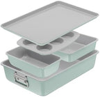 T-fal Refresh Ceramic Nonstick Baking Pans Set (5 Pieces), Roaster, 6-Cup for Muffins, Loaf, Square Baking Sheets Non Stick, Stackable Bakeware Sets, Mint Green