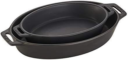Staub Ceramic 2-piece Oval Baking Dish Set - Matte Black