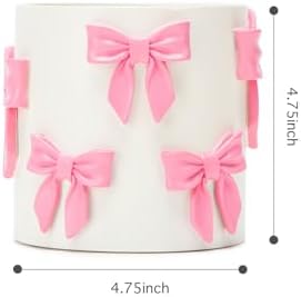 Stylor Pink Bow Planter - Coquette Bow Room Decor for Teen Girls, Decorative Cute Flower Pot with Drainage Hole, Resin Planters for Indoor Plants, Girly Gardening Pot for Home Aesthetic