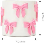Stylor Pink Bow Planter - Coquette Bow Room Decor for Teen Girls, Decorative Cute Flower Pot with Drainage Hole, Resin Planters for Indoor Plants, Girly Gardening Pot for Home Aesthetic