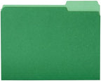 Amazon Basics File Folders for Organization, Letter Size, 1/3 Cut Tab, Bright Green, 36-Pack